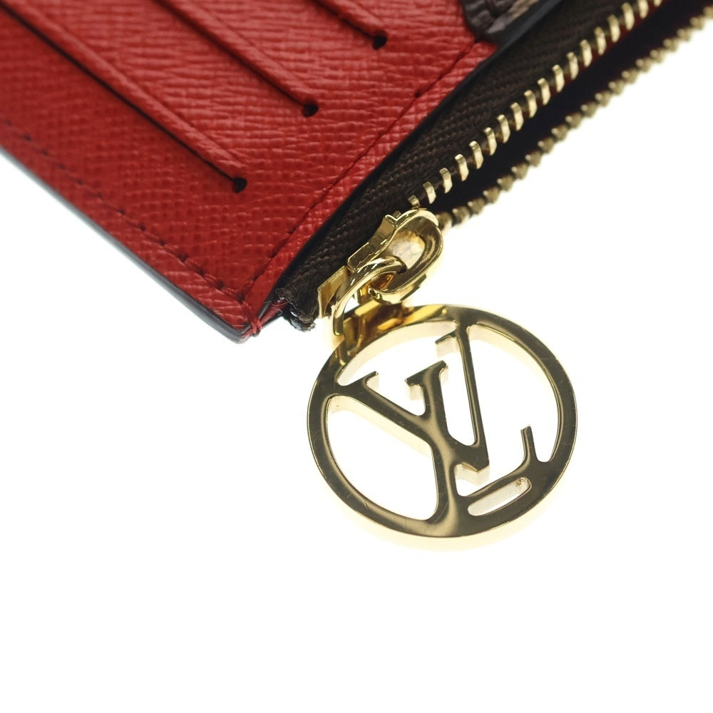 LOUIS VUITTON(ルイヴィトン) モノグラム ポスト・カルト・ロミー ルージュ フラグメントケース カードケース コインケース 小物入れ ブラウン×レッド レザー×PVC M81881 ゴールド金具 レディース