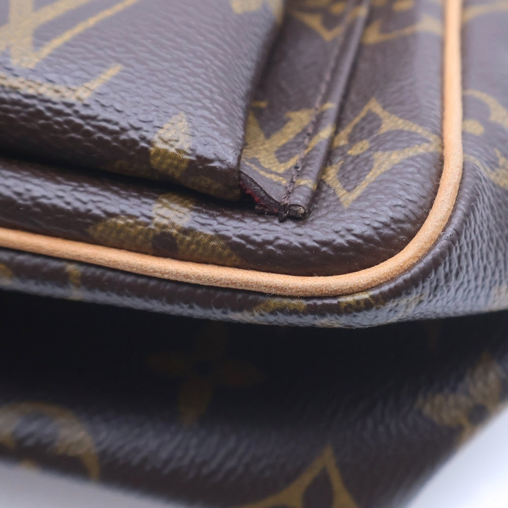LOUIS VUITTON(ルイヴィトン) モノグラム ヴィバシテPM ショルダーバッグ ミニバッグ ブラウン レザー×PVC M51165 ゴールド金具 レディース