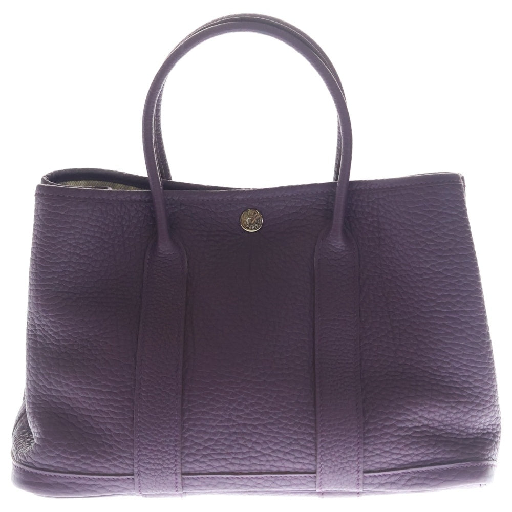 HERMES(エルメス) ガーデンパーティ TPM ネゴンダ レザン トートバッグ ハンドバッグ パープル レザー □P刻印 シルバー金具 レディース