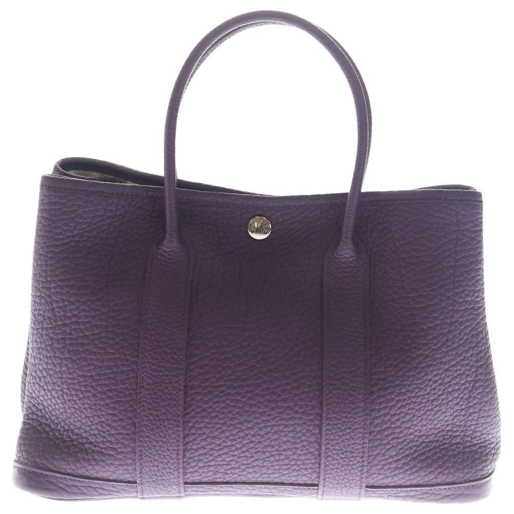 HERMES(エルメス) ガーデンパーティ TPM ネゴンダ レザン トートバッグ ハンドバッグ パープル レザー □P刻印 シルバー金具 レディース