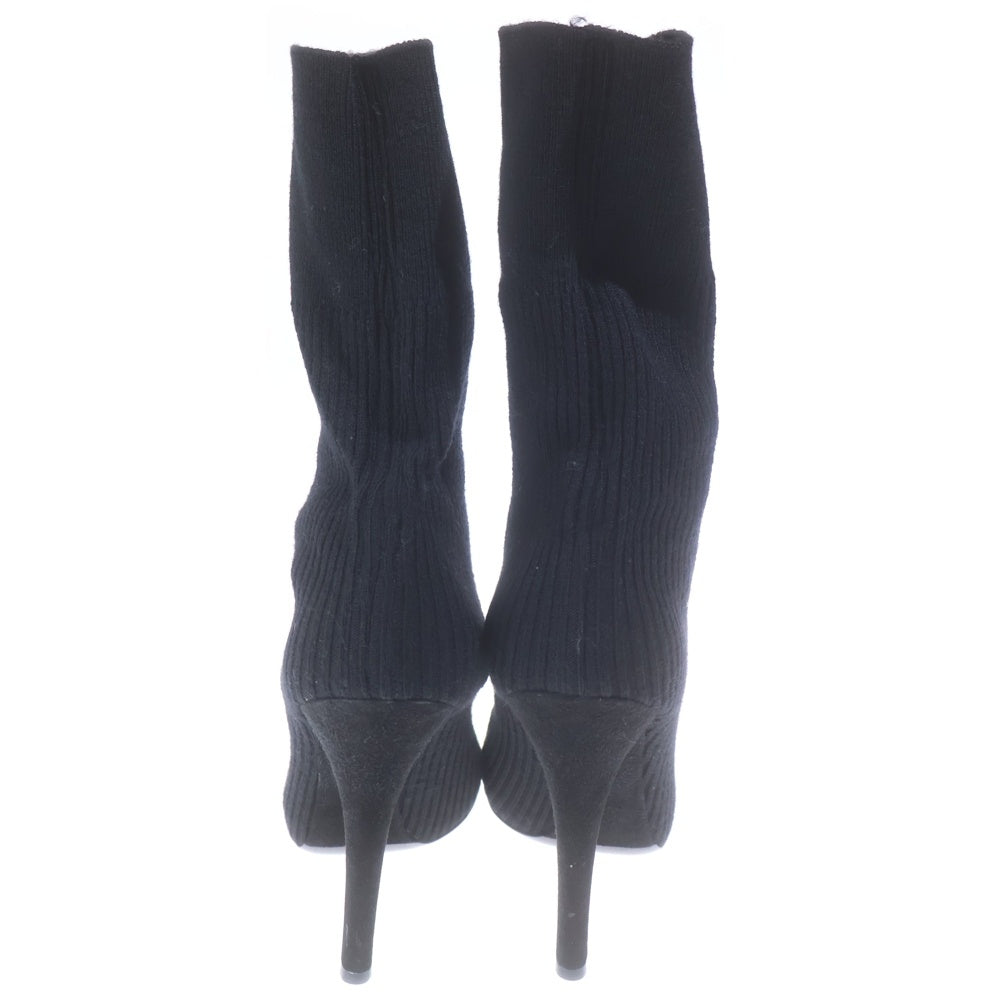 DOLCE & GABBANA(ドルチェアンドガッバーナ) リブニットソックスヒールブーツ ブラック #38 レディース