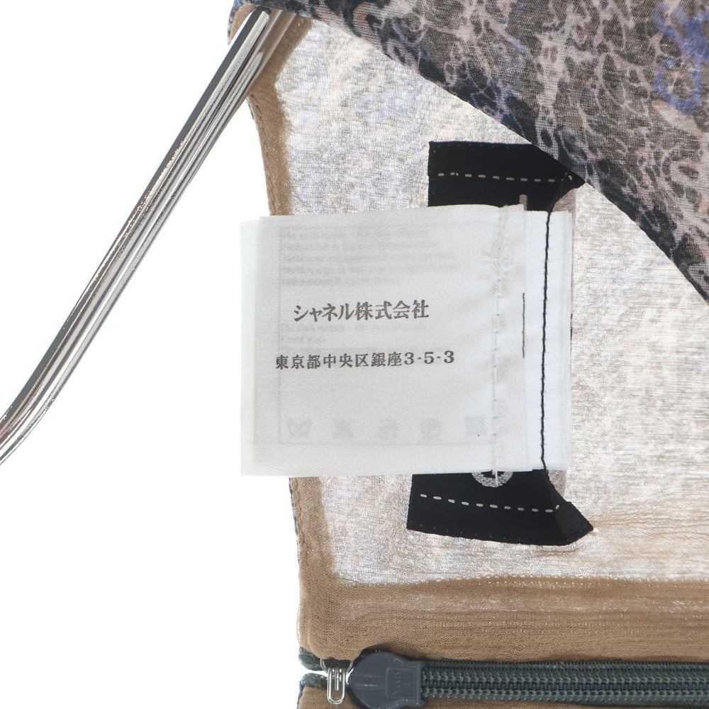 CHANEL(シャネル) 筆記体ロゴ シルクシフォンひざ丈 ノースリーブワンピース ブラック×ピンク×ブルー マルチカラー 38 P40600V29399 レディース