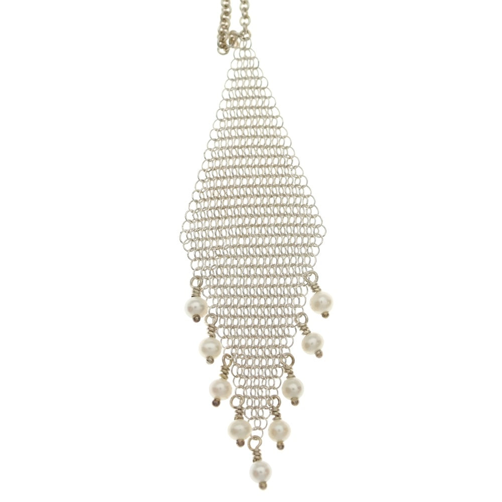 TIFFANY & Co.(ティファニー) メッシュ フリンジ パールネックレス ペンダント チェーン シルバー Ag925 4.0g レディース