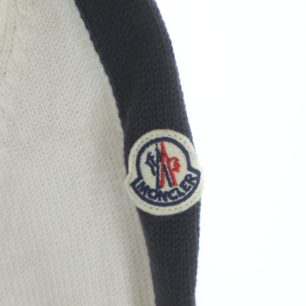 MONCLER(モンクレール) 19AW ロゴジャガード クルーネック プルオーバー 長袖 ニット セーター ホワイト/ブラック E29549053705 A9021 レディース