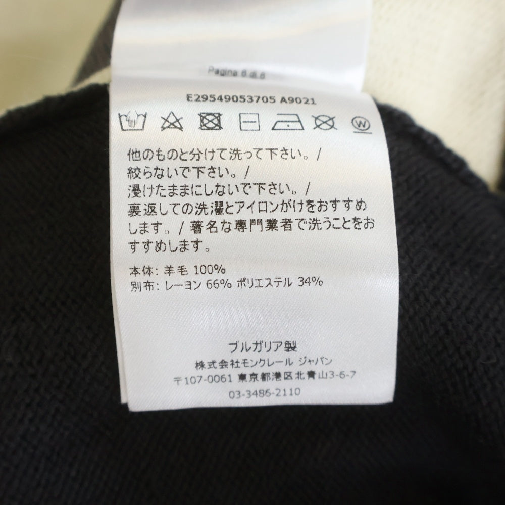 MONCLER(モンクレール) 19AW ロゴジャガード クルーネック プルオーバー 長袖 ニット セーター ホワイト/ブラック E29549053705 A9021 レディース
