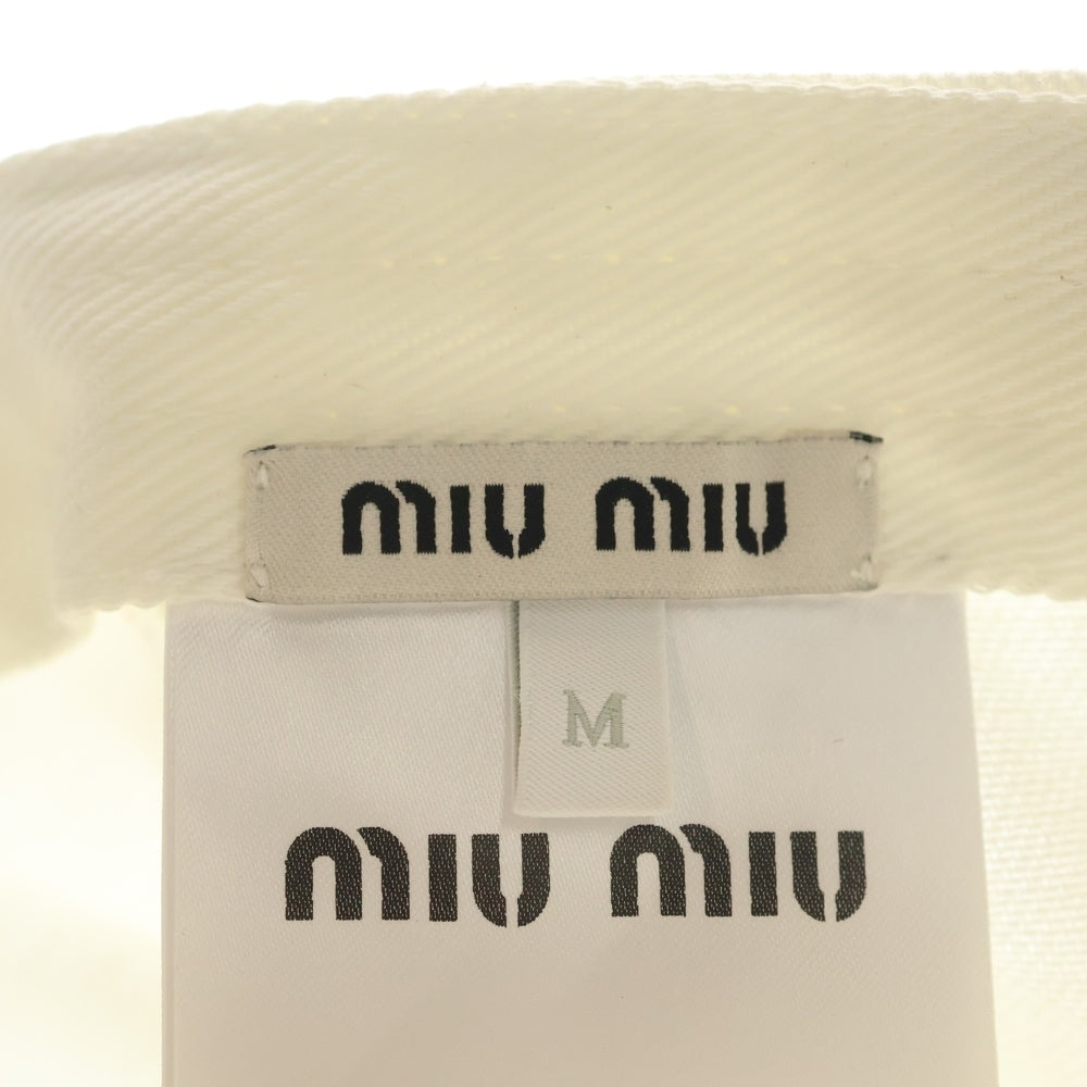 miumiu(ミュウミュウ) Baseball drill Blanc Cap 5HC369 ベースボールキャップ ドリル ロゴ刺繍 ホワイト/ブラック 5HC369 レディース