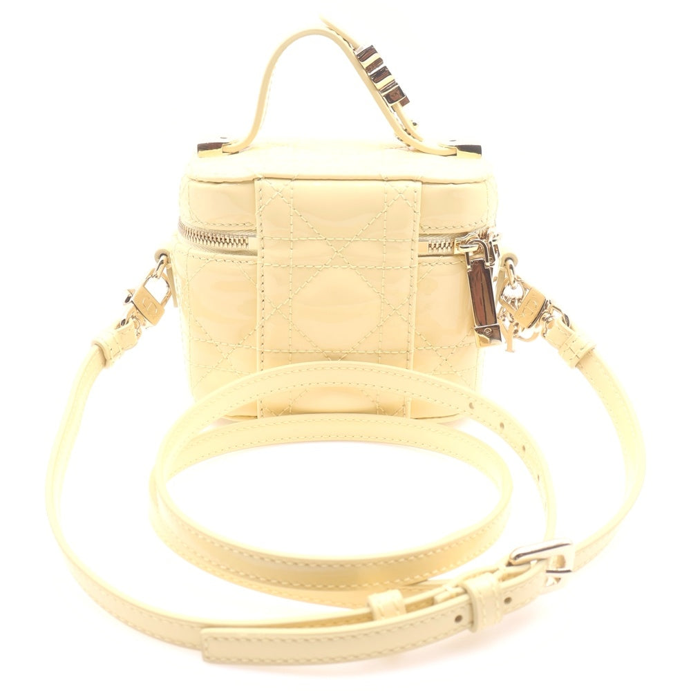 Christian Dior(クリスチャンディオール) レディディオール カナージュ マイクロ バニティバッグ イエロー パテントレザー ショルダーバッグ レディース