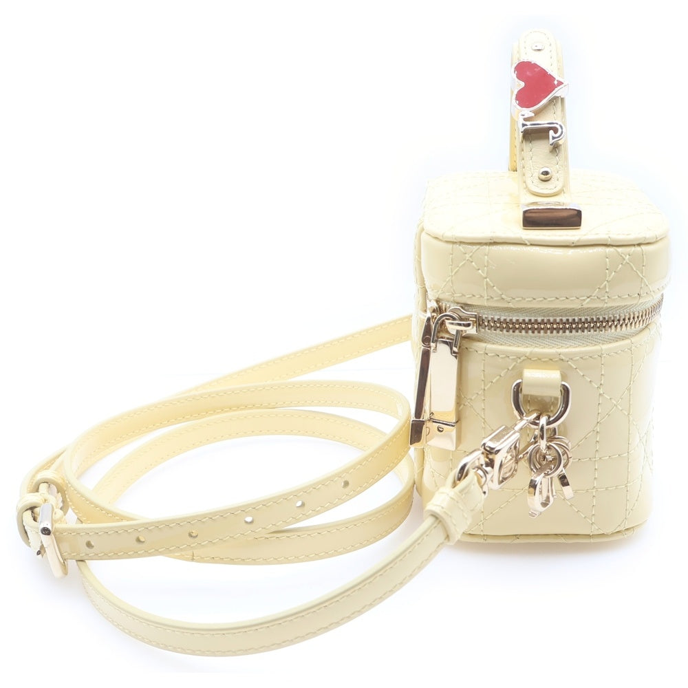Christian Dior(クリスチャンディオール) レディディオール カナージュ マイクロ バニティバッグ イエロー パテントレザー ショルダーバッグ レディース
