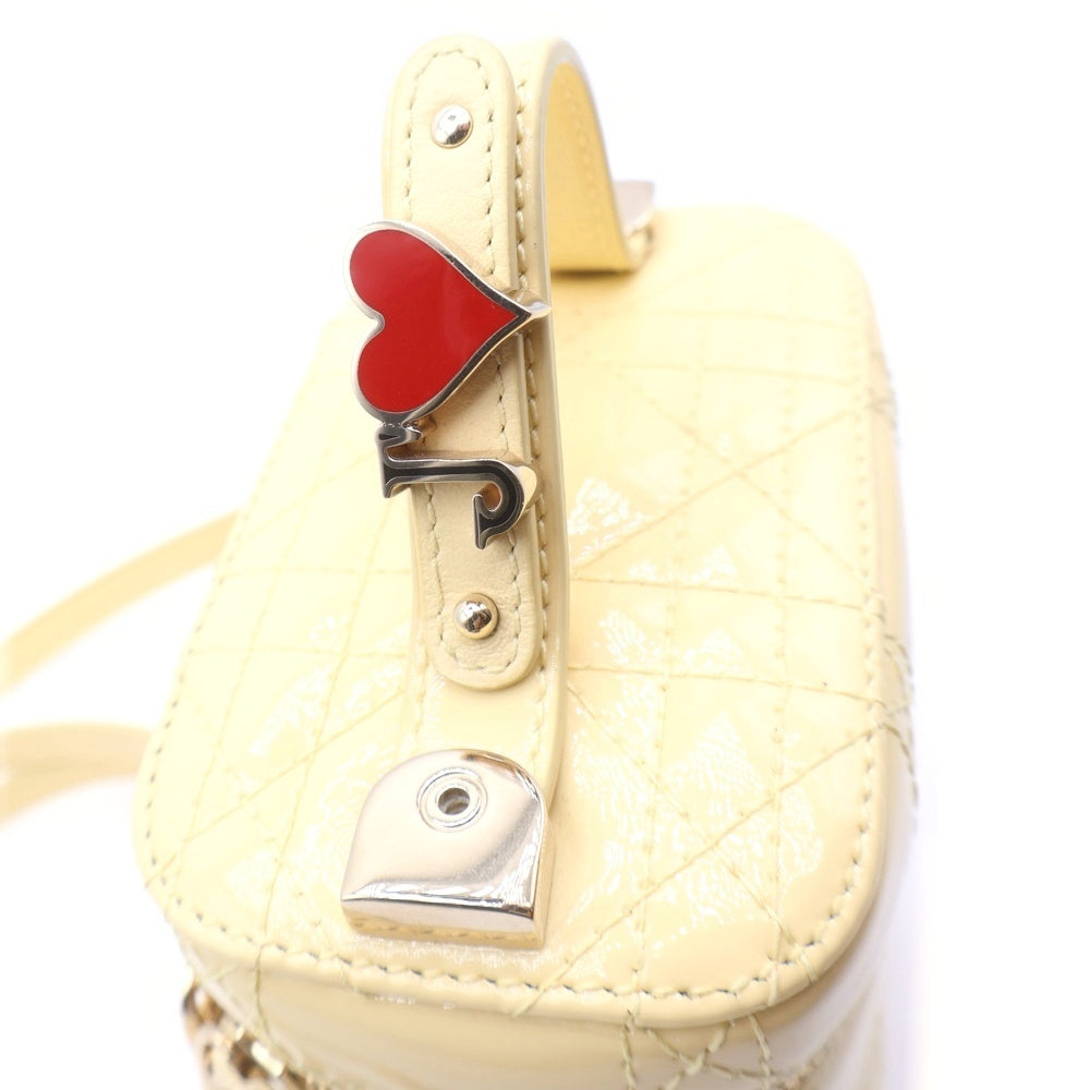 Christian Dior(クリスチャンディオール) レディディオール カナージュ マイクロ バニティバッグ イエロー パテントレザー ショルダーバッグ レディース