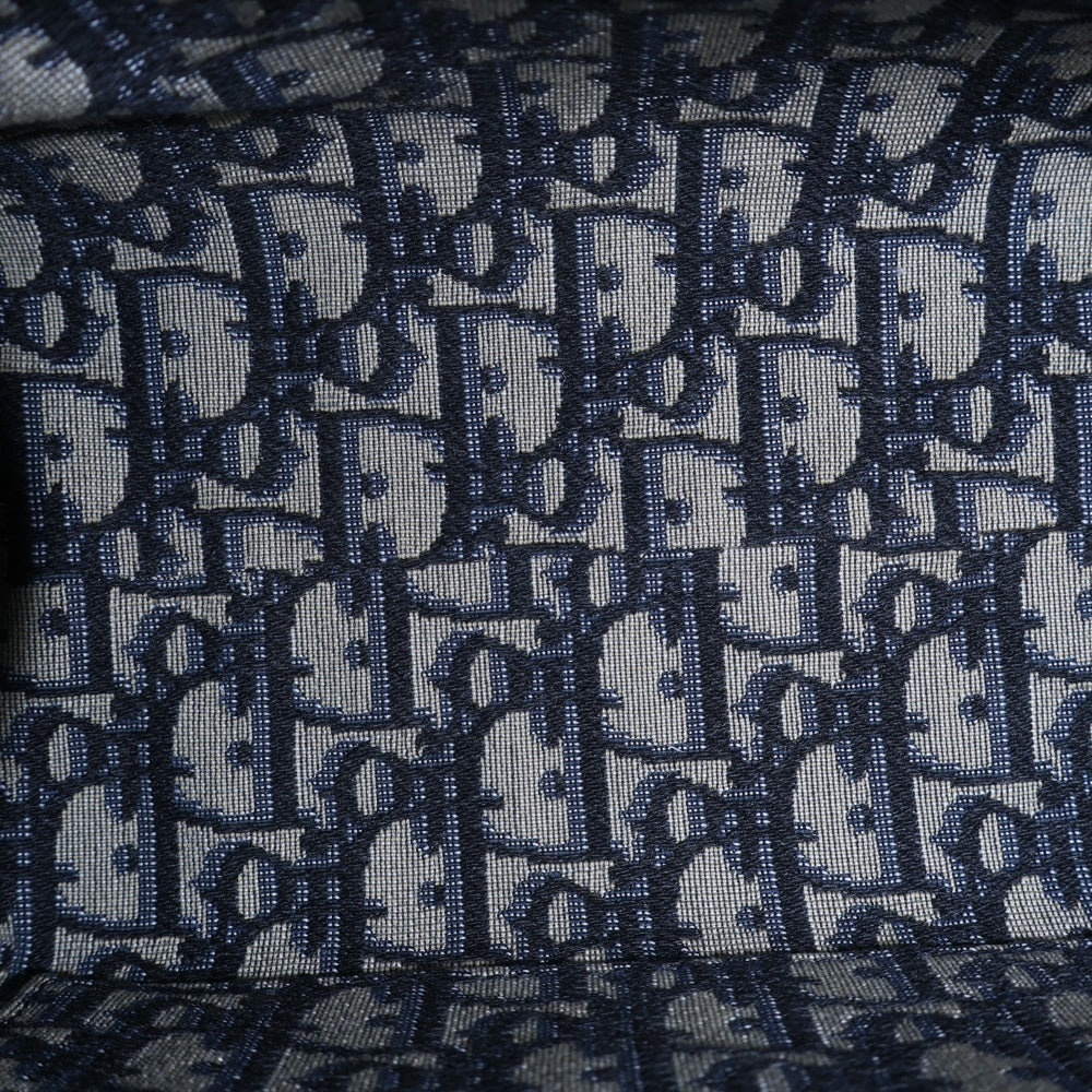 Christian Dior(クリスチャンディオール) レディディオール ウィッカー ミディアム 2WAY ハンドバッグ ショルダーバッグ ベージュ×ネイビー ラフィア レディース
