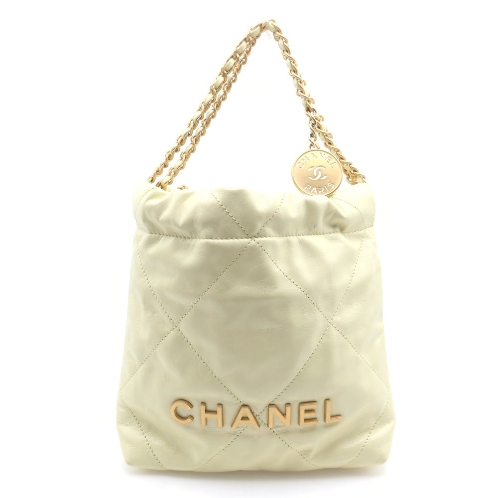CHANEL(シャネル) シャネル22 ミニ ショルダーバッグ イエロー ラムスキン ゴールド金具 レディース
