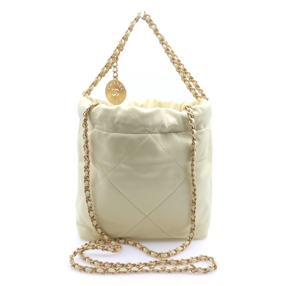CHANEL(シャネル) シャネル22 ミニ ショルダーバッグ イエロー ラムスキン ゴールド金具 レディース