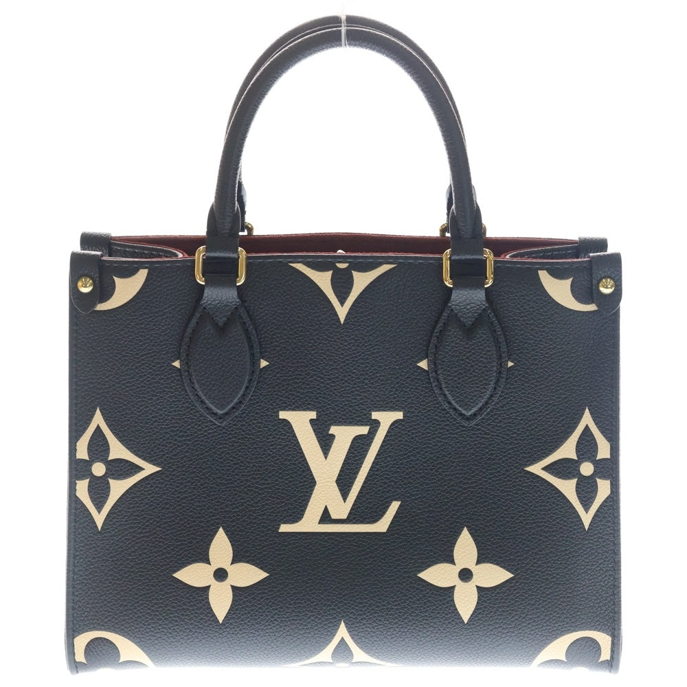 LOUIS VUITTON(ルイヴィトン) モノグラムアンプラント オンザゴーPM 2WAYバッグ ハンドバッグ ショルダーバッグ ブラック×ベージュ レザー M45659 ゴールド金具 レディース