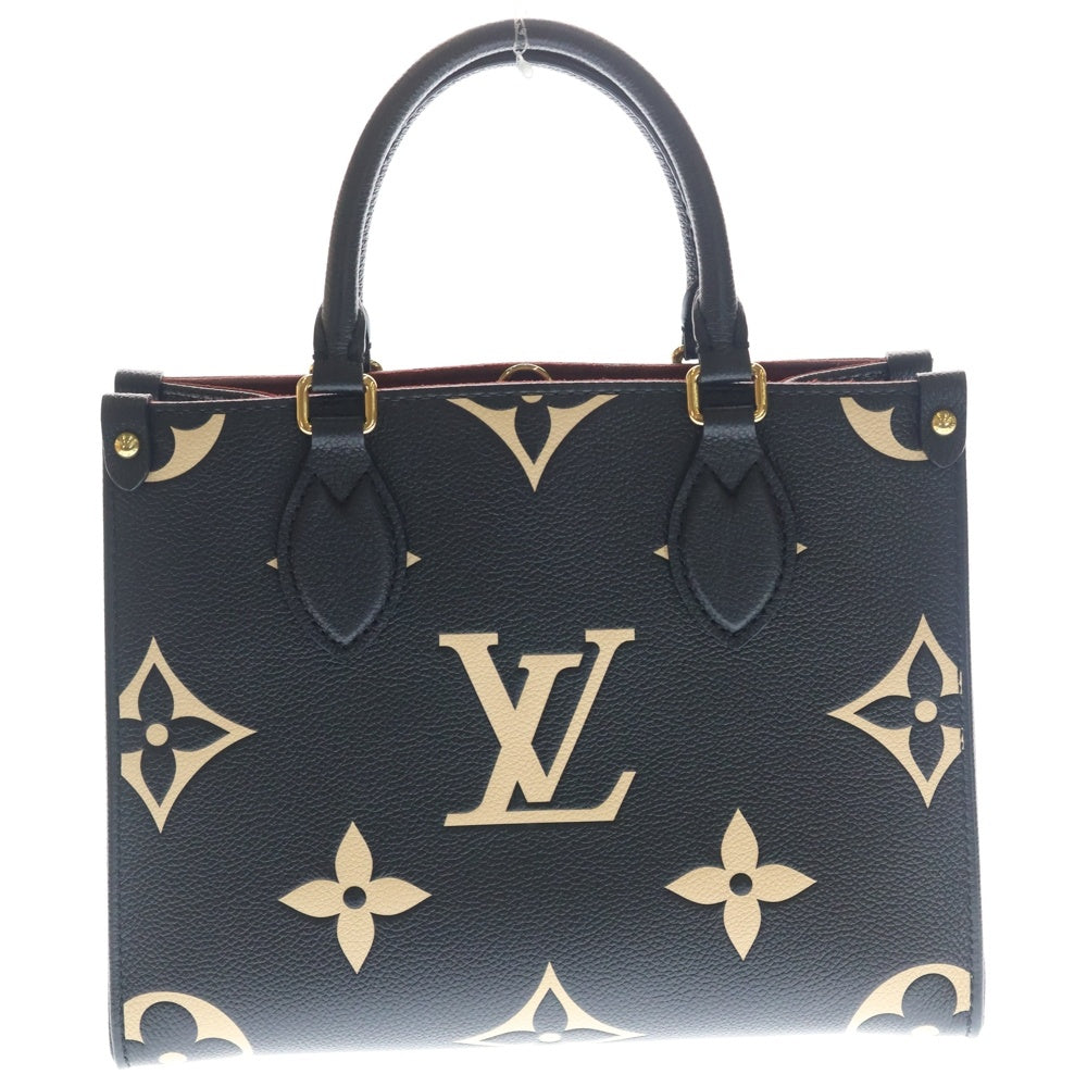 LOUIS VUITTON(ルイヴィトン) モノグラムアンプラント オンザゴーPM 2WAYバッグ ハンドバッグ ショルダーバッグ ブラック×ベージュ レザー M45659 ゴールド金具 レディース