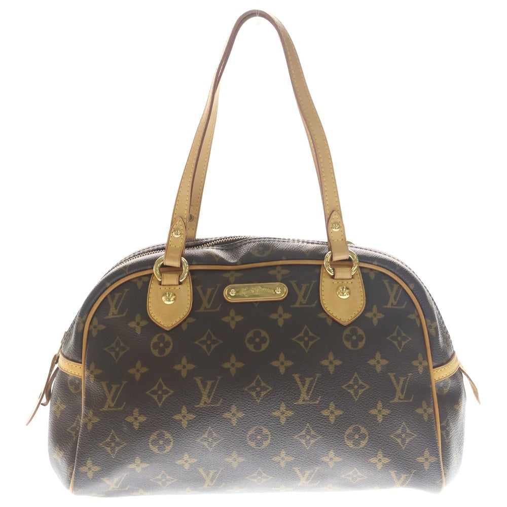 LOUIS VUITTON(ルイヴィトン) モノグラム モントルグイユPM ハンドバッグ ブラウン レザー×PVC M95565 ゴールド金具