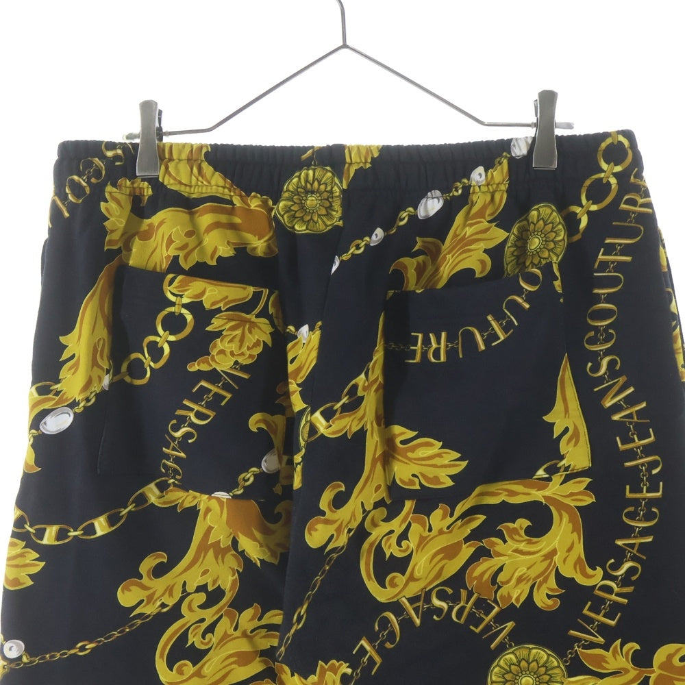 VERSACE JEANS COUTURE(ヴェルサーチジーンズクチュール) Chain Couture Trackpants チェーン柄 スウェットパンツ ブラック 75GCA315