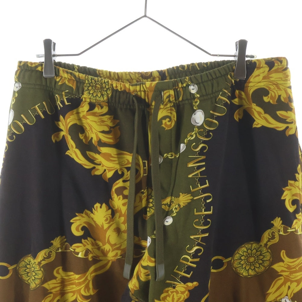 VERSACE JEANS COUTURE(ヴェルサーチジーンズクチュール) Chain Couture Trackpants チェーン柄 スウェットパンツ スウェットパンツ カーキ 75GCA315