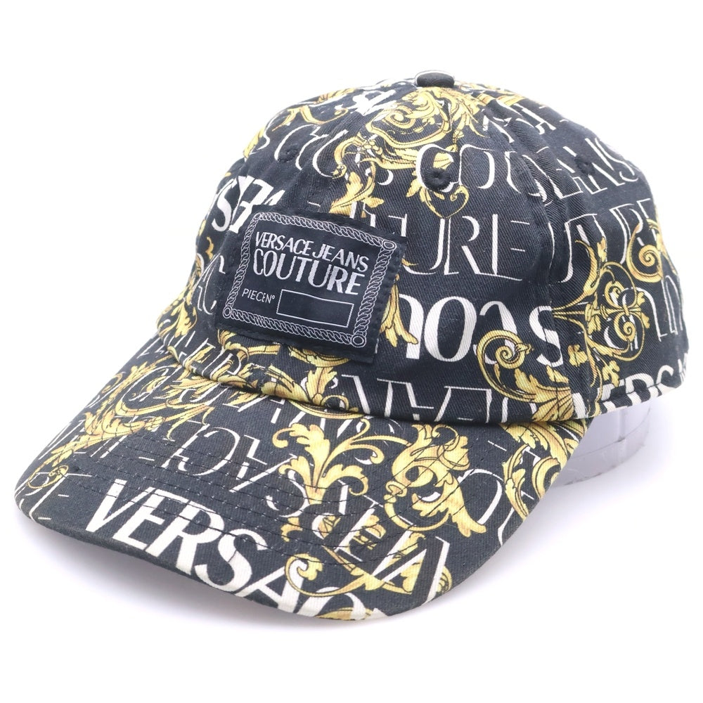 VERSACE JEANS COUTURE(ヴェルサーチジーンズクチュール) Baroque Print Baseball Cap バロックプリント キャップ ブラック 71YAZK18