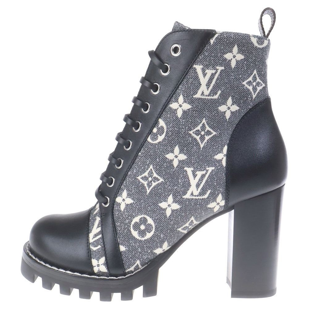 LOUIS VUITTON(ルイヴィトン) スタートレイルライン モノグラムデニム アンクルブーツ ブラック 1AB2XR レディース