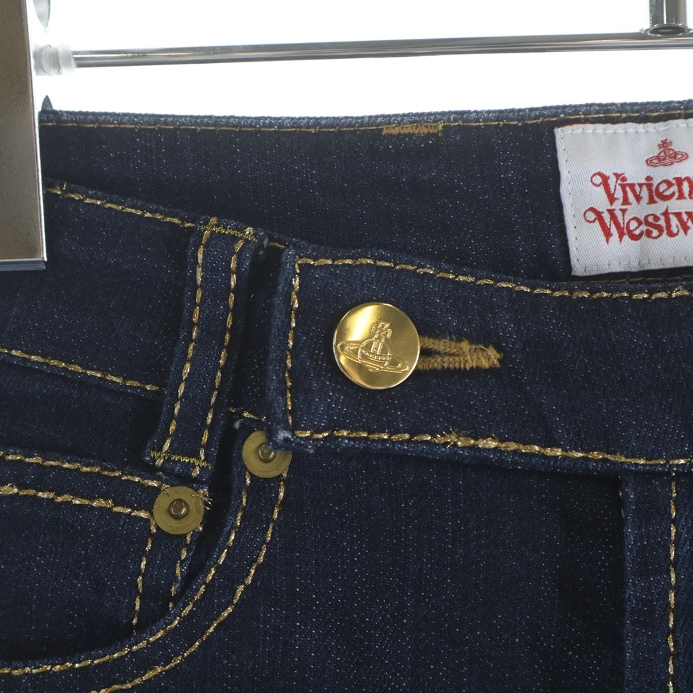 Vivienne Westwood(ヴィヴィアンウエストウッド) オーブ ロゴ刺繍 デニムパンツ ネイビー レディース