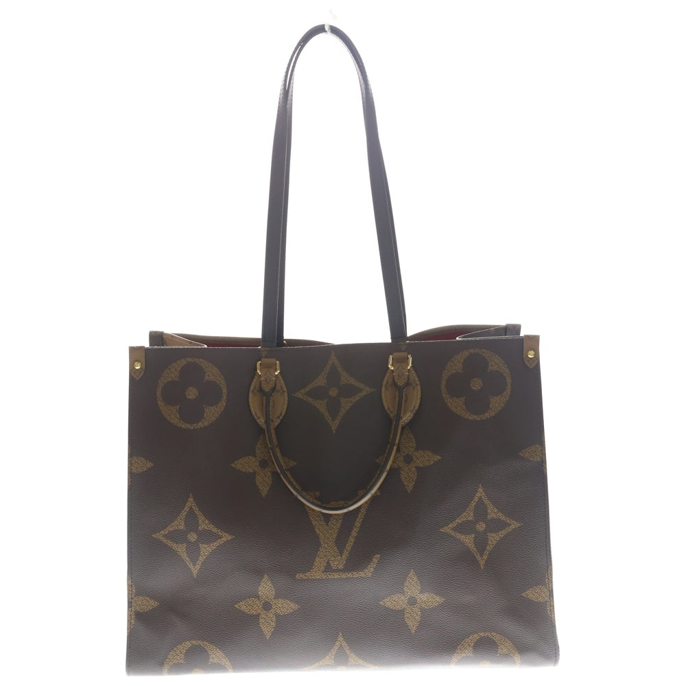 LOUIS VUITTON(ルイヴィトン) モノグラムリバース オンザゴーGM ハンドバッグ トートバッグ ブラウン レザー×PVC M44576 ゴールド金具 レディース