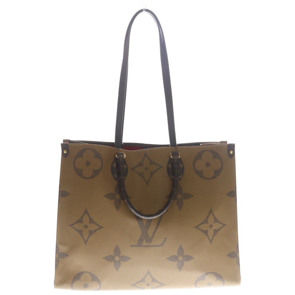 LOUIS VUITTON(ルイヴィトン) モノグラムリバース オンザゴーGM ハンドバッグ トートバッグ ブラウン レザー×PVC M44576 ゴールド金具 レディース