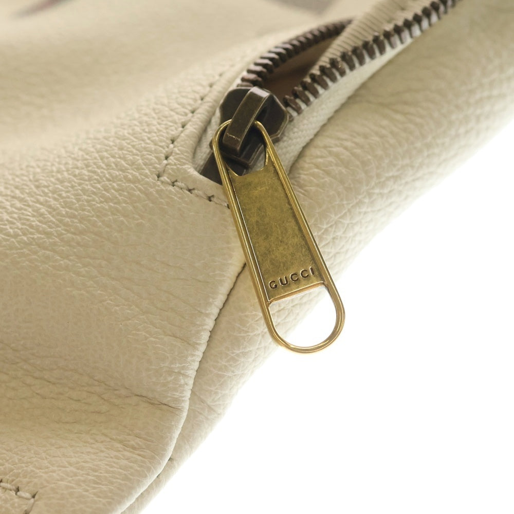 GUCCI(グッチ) ボディバッグ ウエストバッグ ショルダーバッグ ホワイト レザー ゴールド金具
