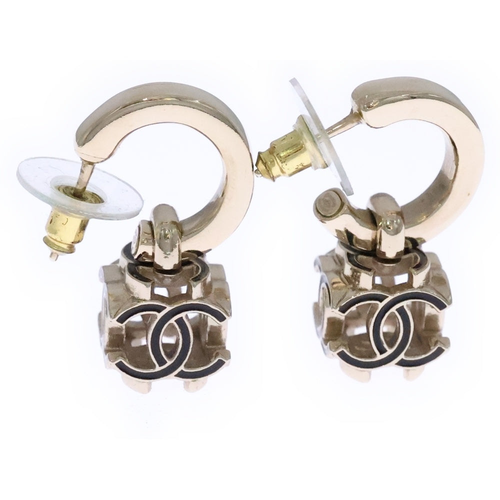 CHANEL(シャネル) ココマーク フープピアス ゴールド×ブラック レディース