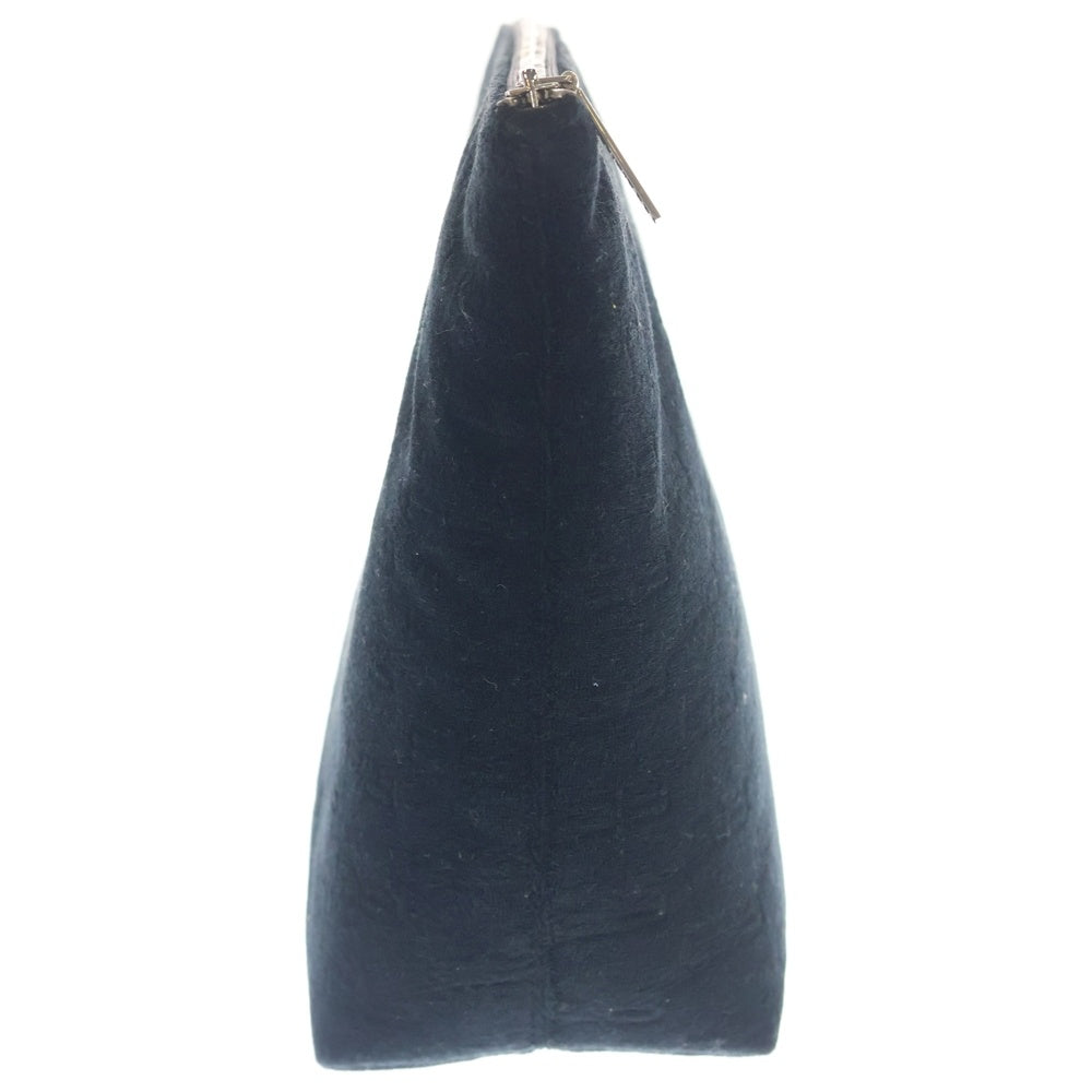 BALENCIAGA(バレンシアガ) BBモノグラム スポンジバッグ ポーチ セカンドバッグ クラッチバッグ ブラック パイル 695637 シルバー金具