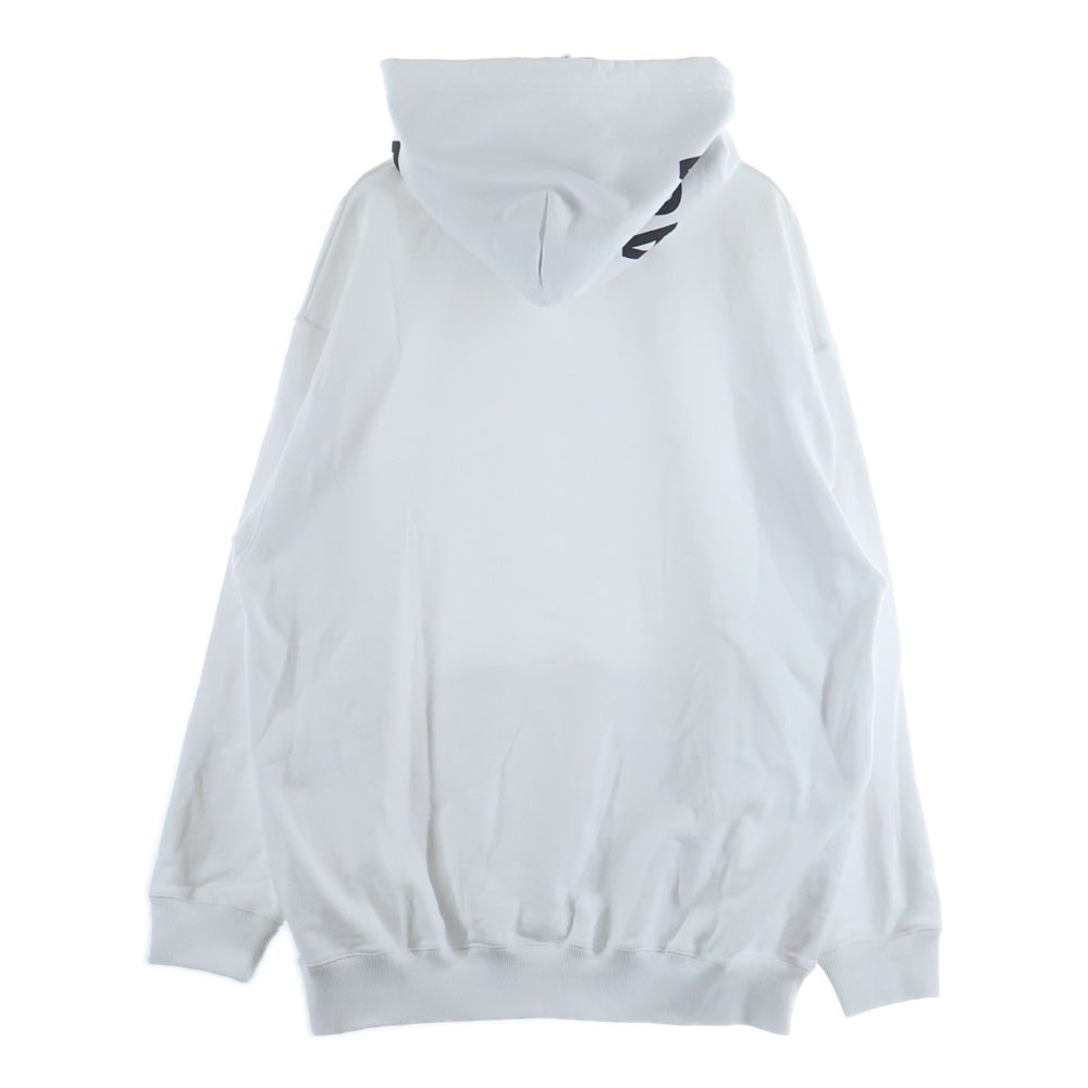 BALENCIAGA(バレンシアガ) ロゴフードプリント ルオーバーパーカー ホワイト コットン #L 528351