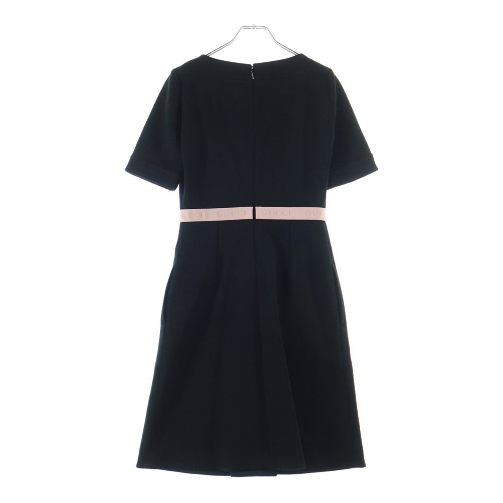 GUCCI(グッチ) ウール 半袖 ミディアムワンピース ブラック レディース 609771