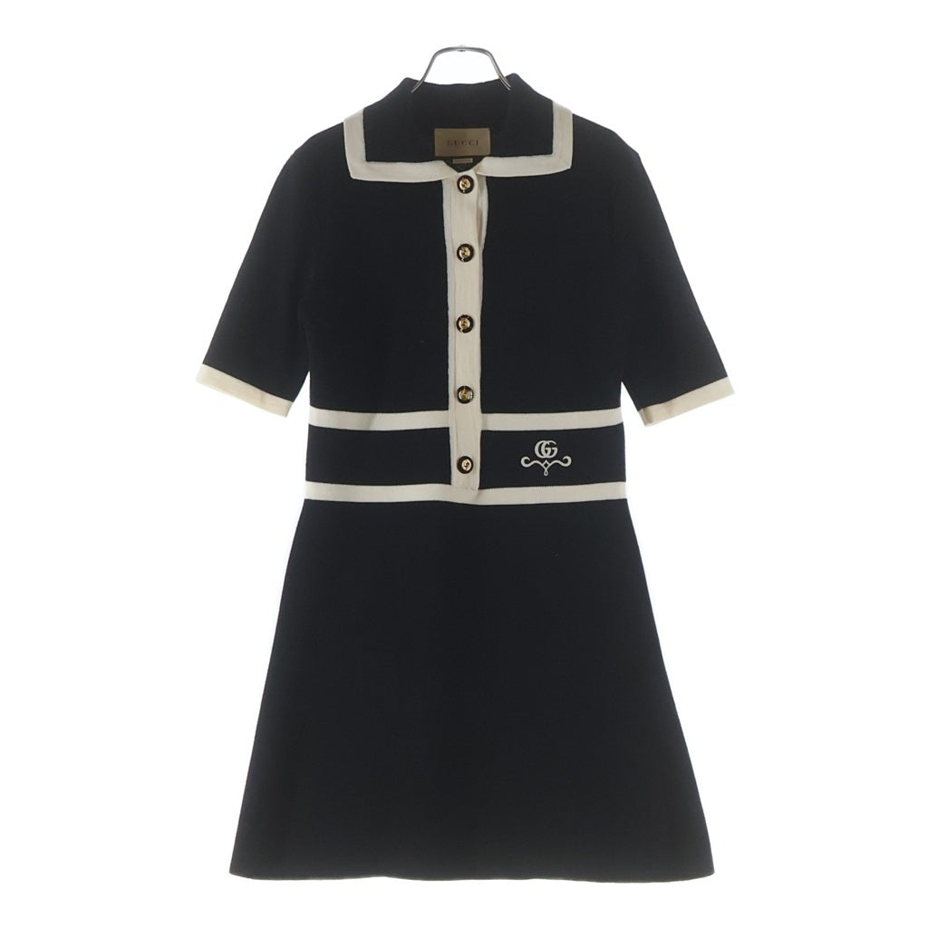 GUCCI(グッチ) GGピケ ニットワンピース ブラック×アイボリー #S 681306 レディース