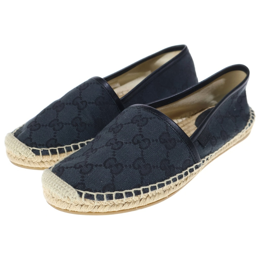 GUCCI(グッチ) GGキャンバス エスパドリーユフラットシューズ ネイビー 466902 レディース