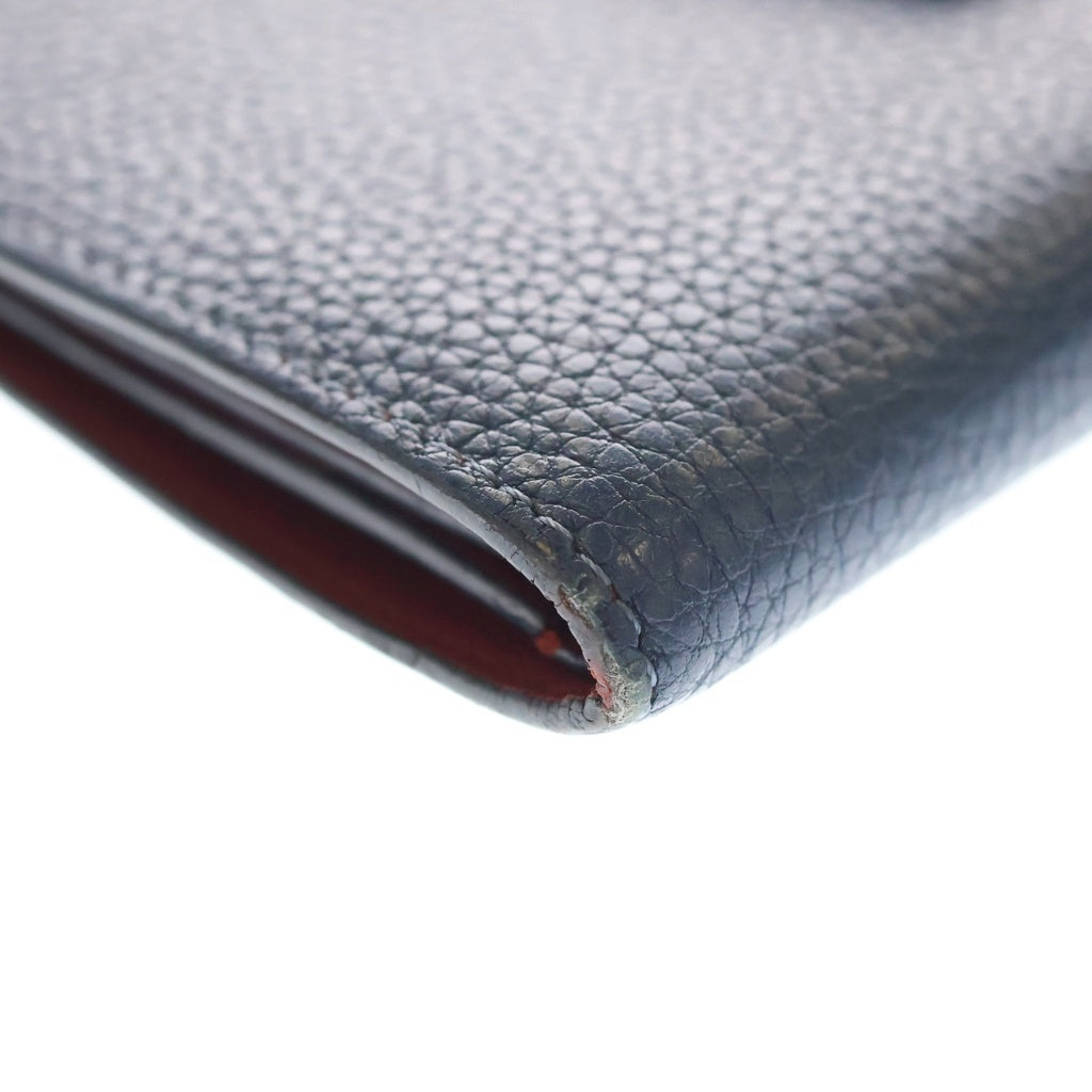 LOEWE(ロエベ) バーティカル コンパクトウォレット 二つ折り財布 コインケース ブルー×ブラウン×レッド レザー シルバー金具