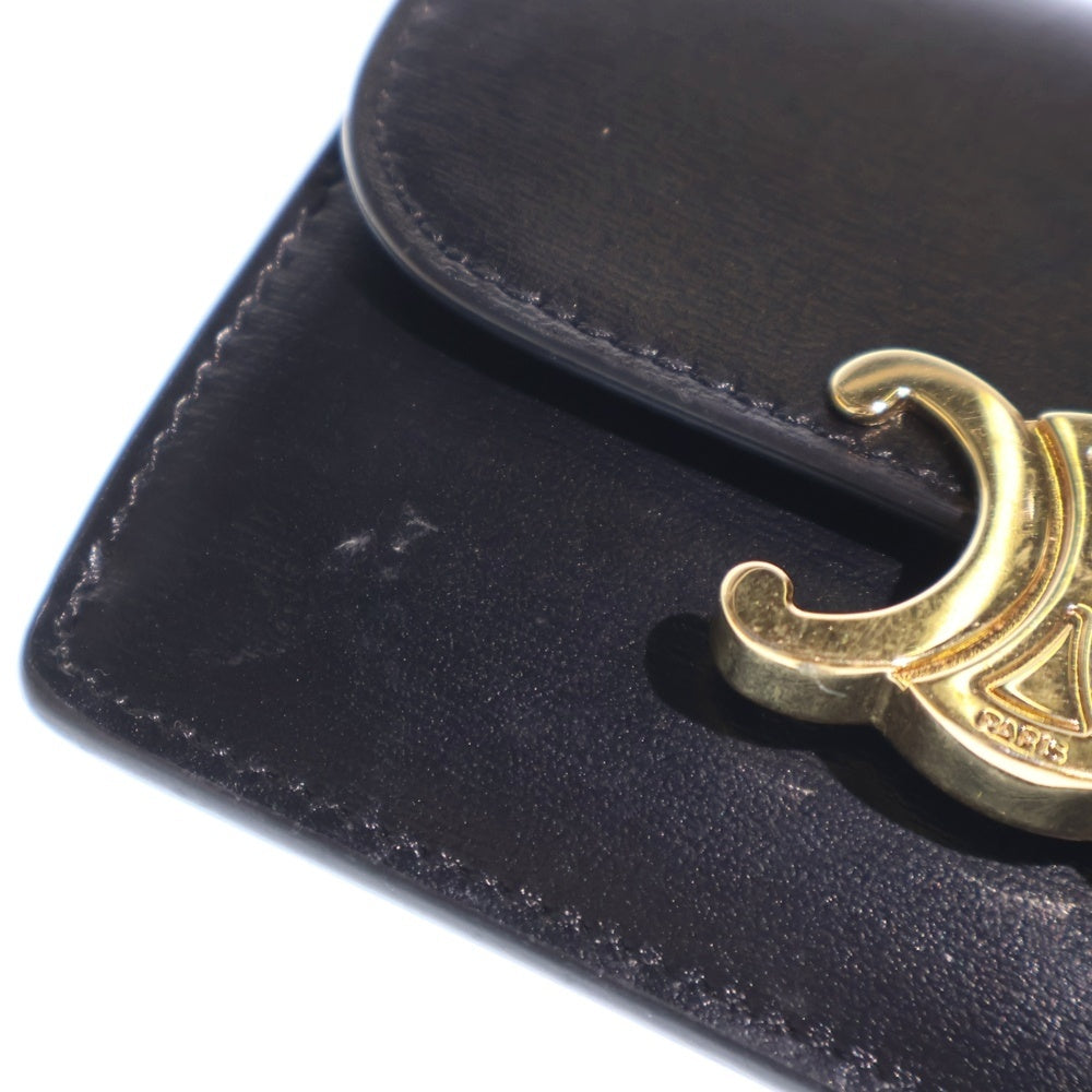CELINE(セリーヌ) トリオンフ カードケース 名刺入れ 小物入れ ブラック レザー ゴールド金具 レディース