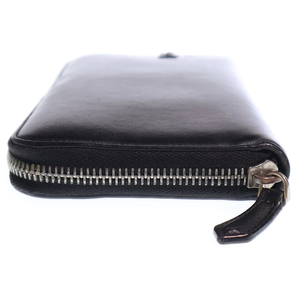 FENDI(フェンディ) バグズアイ ラウンドファスナー長財布 ロングウォレット カードケース ブラック レザー シルバー金具 レディース