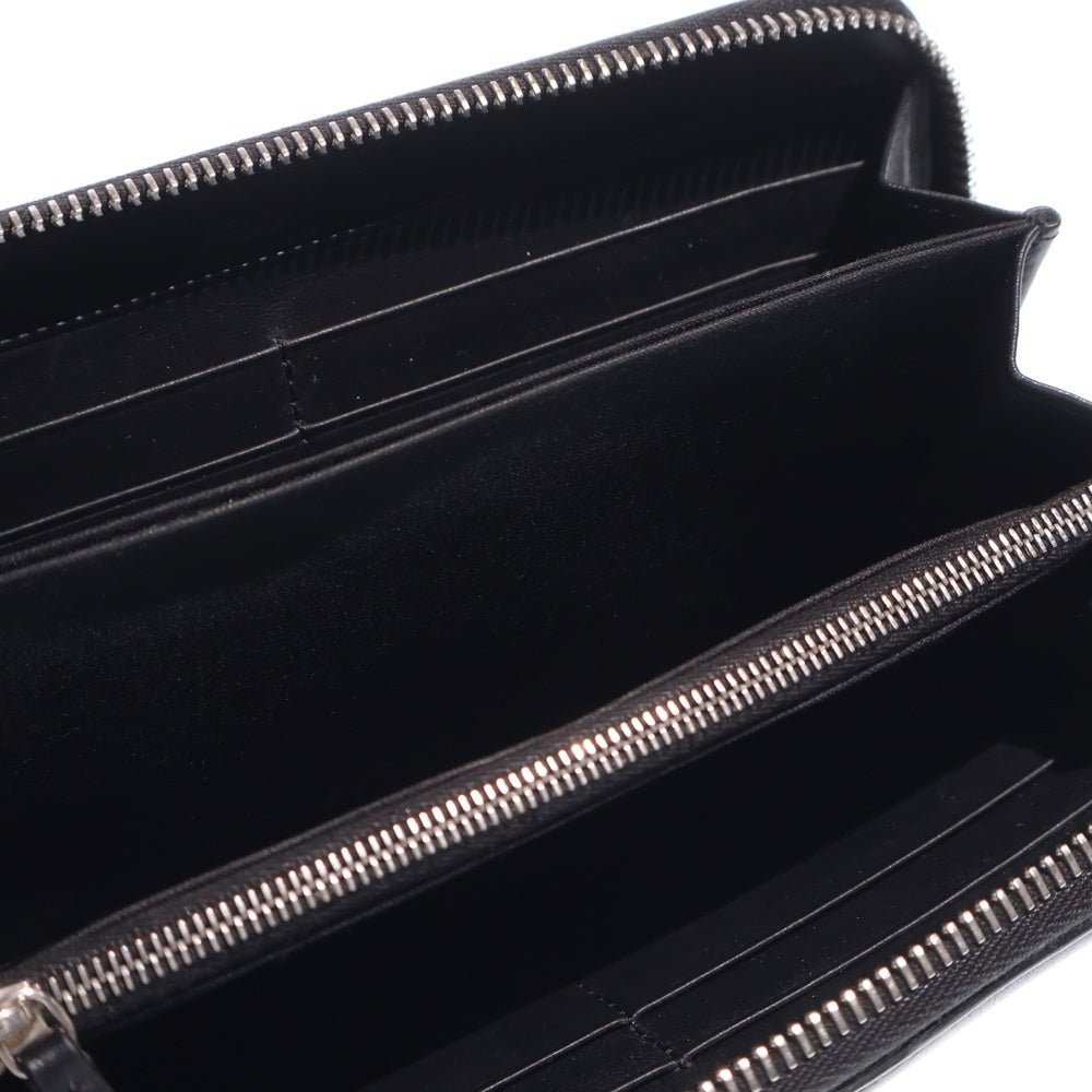 FENDI(フェンディ) バグズアイ ラウンドファスナー長財布 ロングウォレット カードケース ブラック レザー シルバー金具 レディース