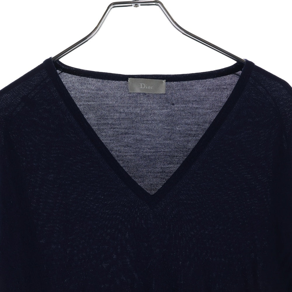 Dior HOMME(ディオールオム) 08SS Bee刺繍 Vネック クルーネックニット セーター ネイビー 8E3460500017
