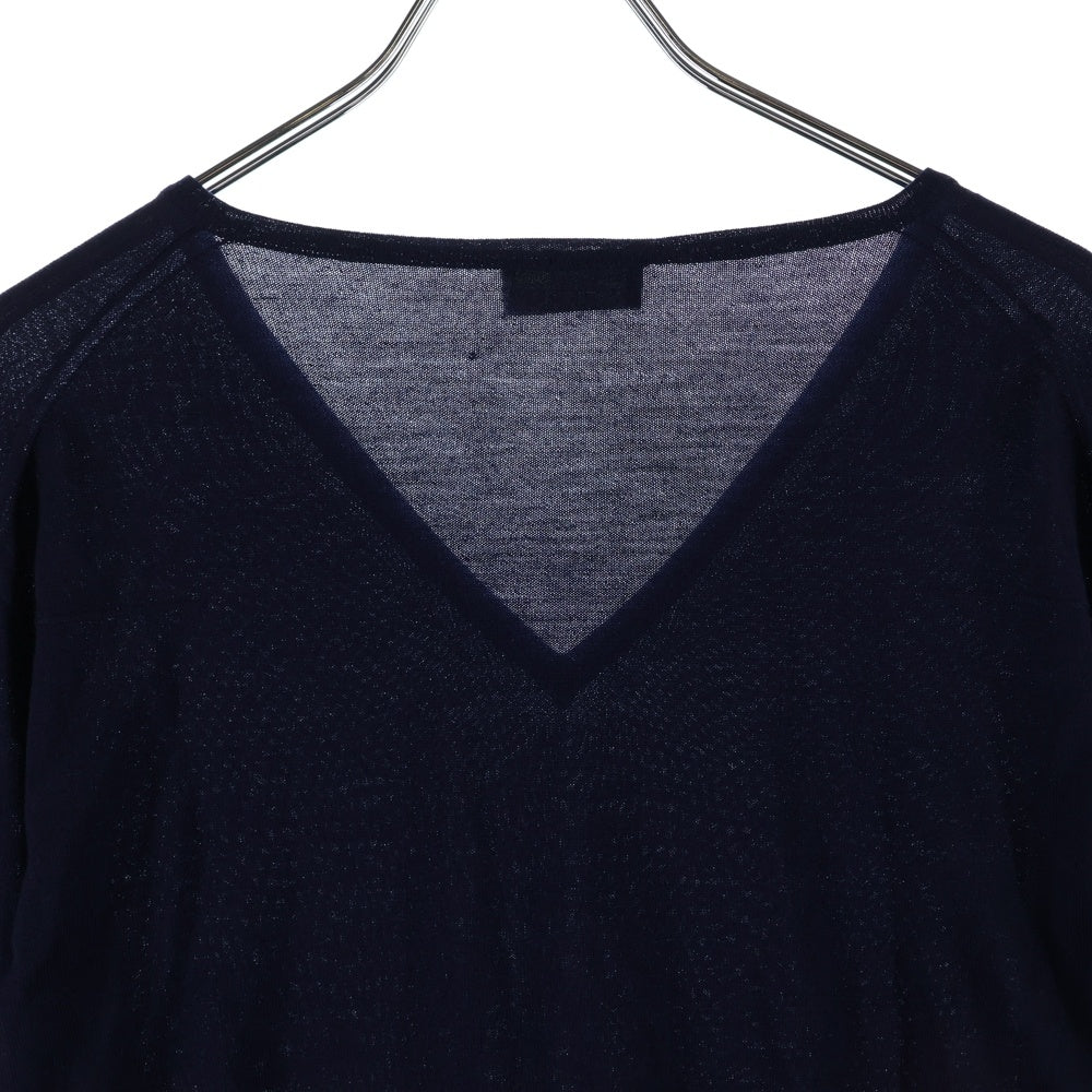 Dior HOMME(ディオールオム) 08SS Bee刺繍 Vネック クルーネックニット セーター ネイビー 8E3460500017