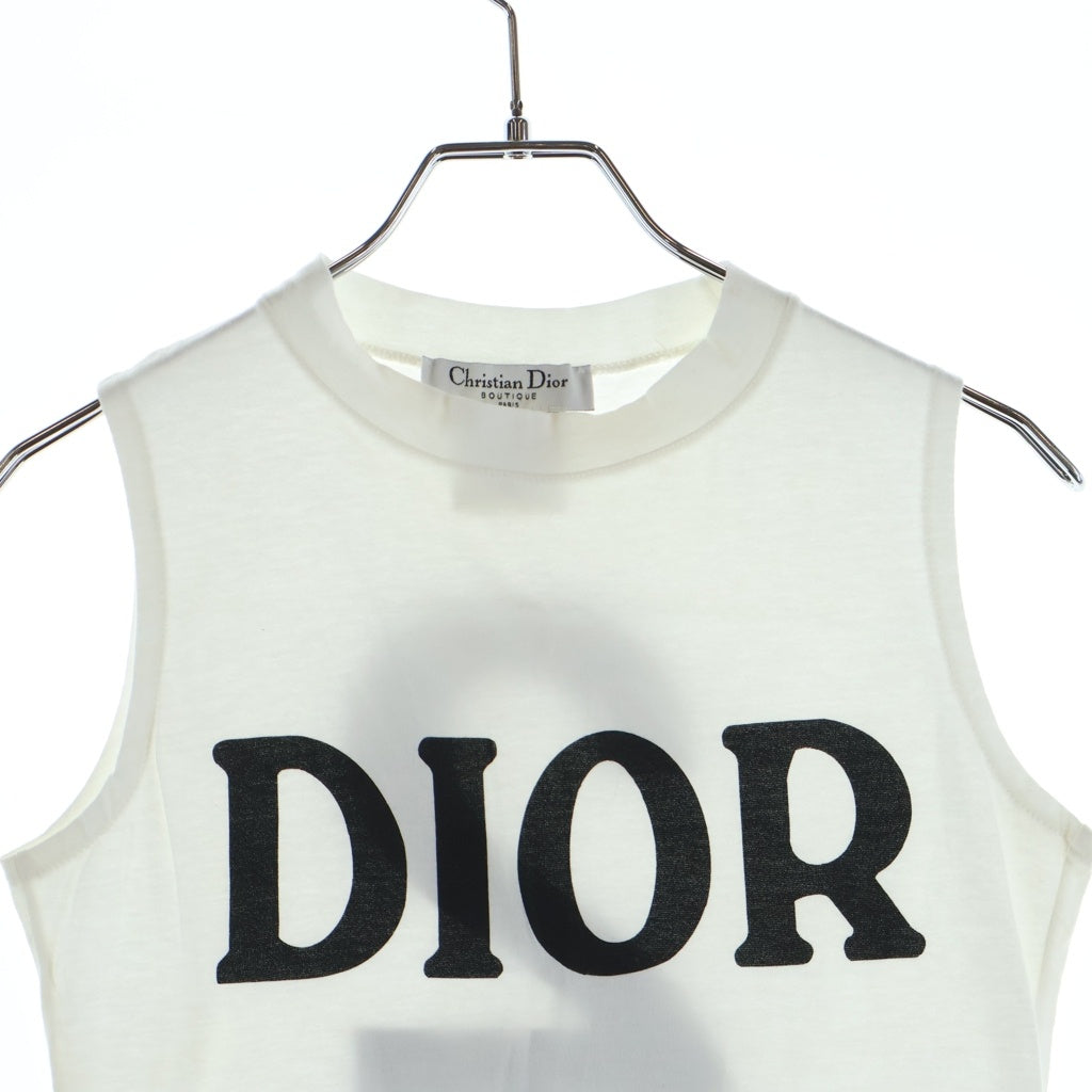 Christian Dior(クリスチャンディオール) ナンバリング プリント コットンジャージー タンクトップ ノースリーブカットソー ホワイト 1P18151020 レディース