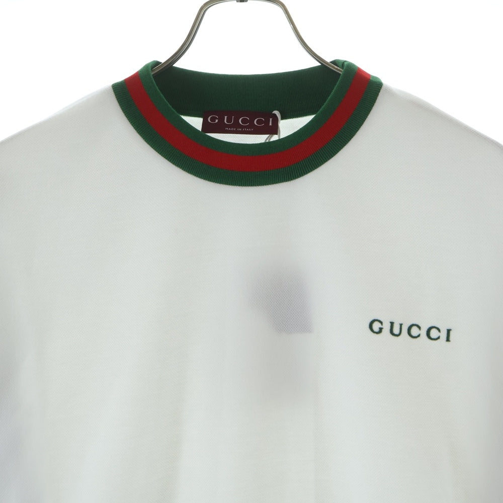 GUCCI(グッチ) シェリーライン コットンピケ ロゴ刺繍 プルオーバー スウェット トレーナー ホワイト M 833932
