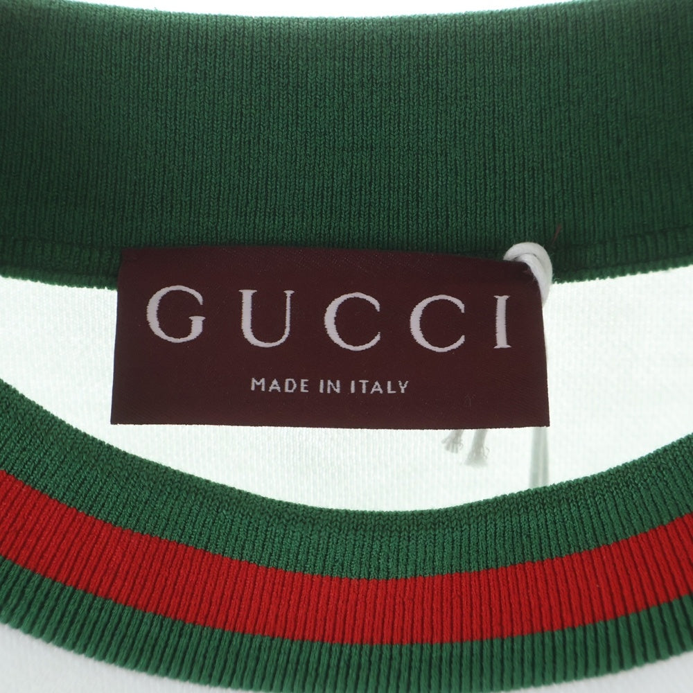 GUCCI(グッチ) シェリーライン コットンピケ ロゴ刺繍 プルオーバー スウェット トレーナー ホワイト M 833932