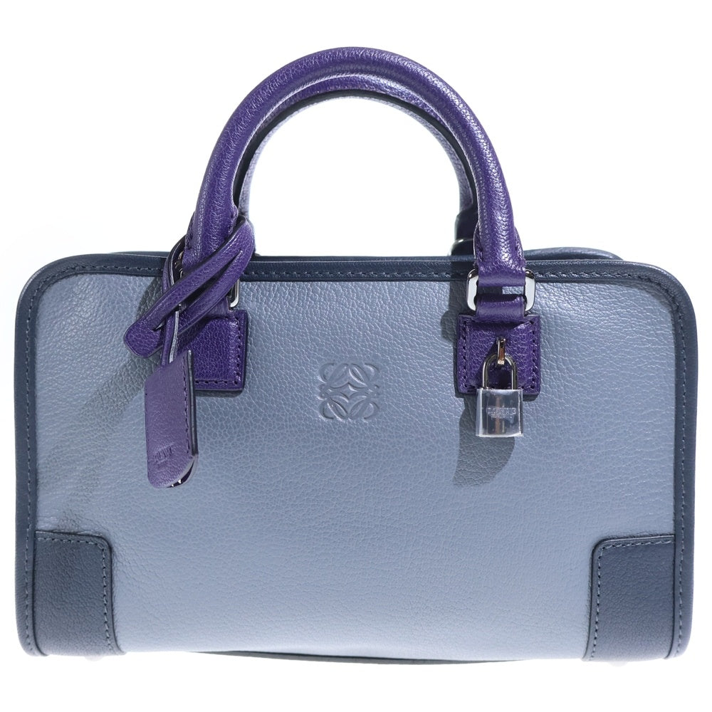 LOEWE(ロエベ) アマソナ23 2WAYショルダーバッグ ハンドバッグ ボストンバッグ グレー×パープル×ネイビー シルバー金具 レディース