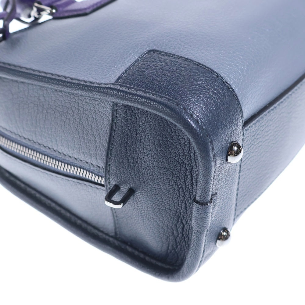 LOEWE(ロエベ) アマソナ23 2WAYショルダーバッグ ハンドバッグ ボストンバッグ グレー×パープル×ネイビー シルバー金具 レディース
