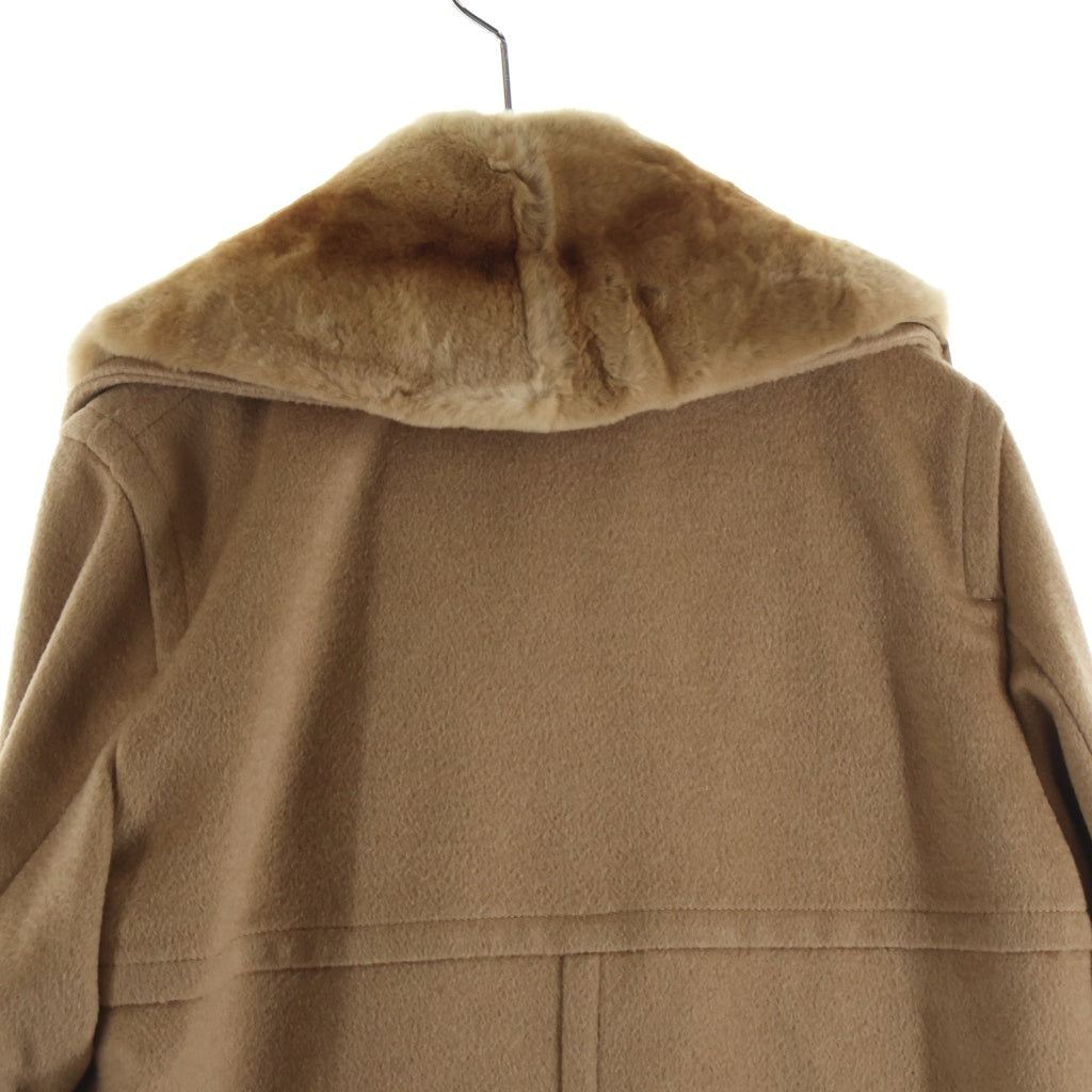 Max Mara(マックスマーラ) ファー襟 中綿ライナー付き キャメル ダブルブレスト チェスターコート ベージュ 10360573 レディース