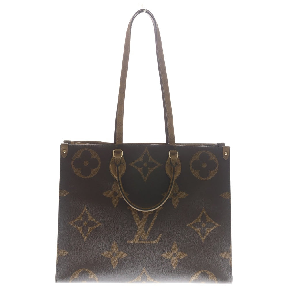 LOUIS VUITTON(ルイヴィトン) オンザゴーGM モノグラムリバース PVC ショルダー トートバッグ ゴールド金具 ブラウン M44576 レディース