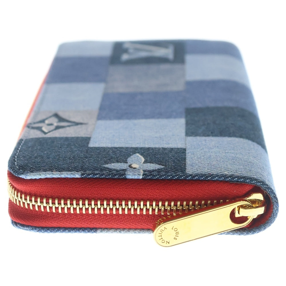 LOUIS VUITTON(ルイヴィトン) モノグラムデニム パッチワーク ジッピーウォレット 長財布 ゴールド金具 インディゴ M44938