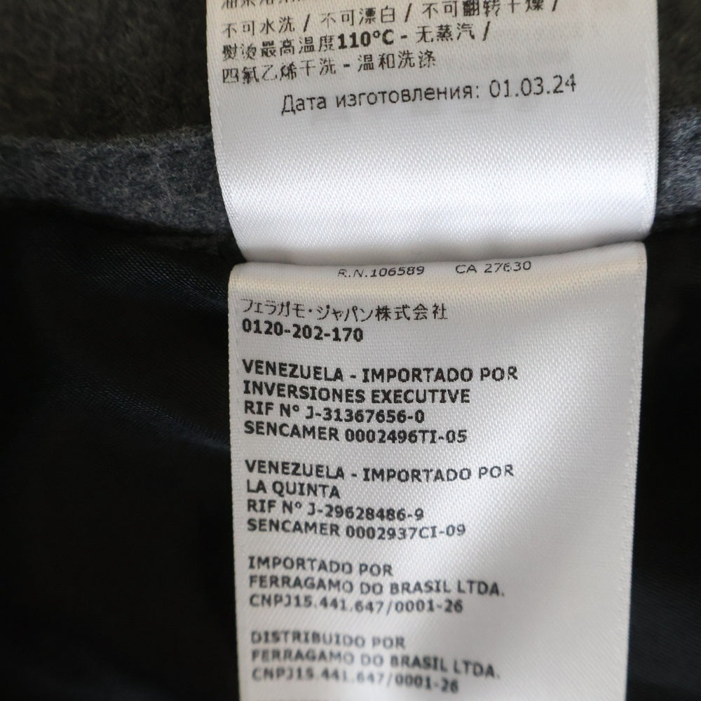 FERRAGAMO(フェラガモ) ピークドラペル 1B メタルボタン シングル テーラードジャケット ウール グレー 13J775 レディース