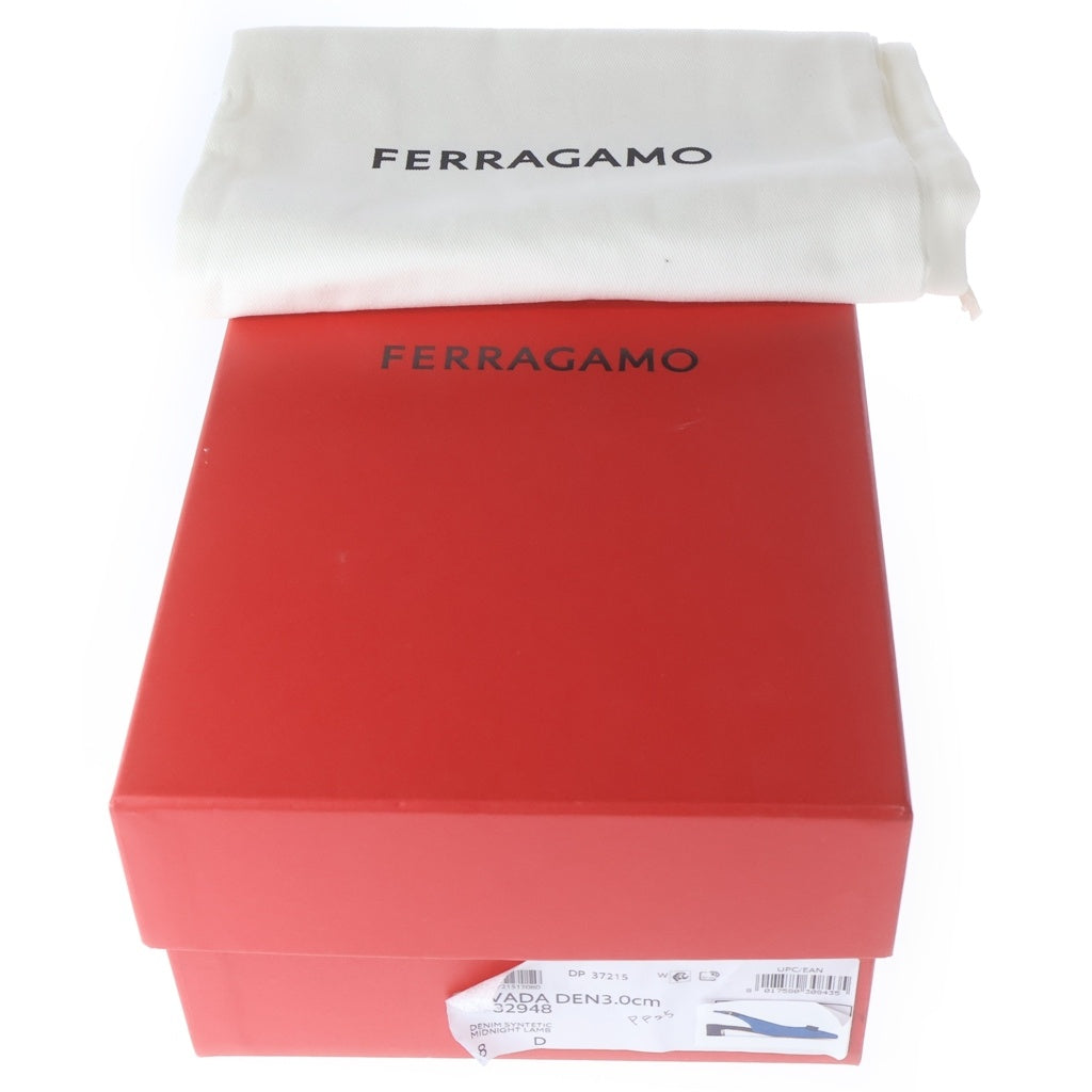 FERRAGAMO(フェラガモ) ヴァラ リボン ストラップ ヒールパンプス インディゴブルー 8 レディース