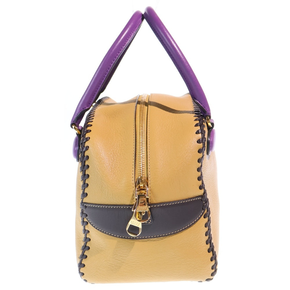 LOEWE(ロエベ) アマソナ26 バイカラー ブラウン×パープル ハンドバッグ レザー レディース